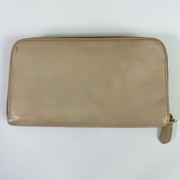 Prada Ribbon Beige Long Zippy Wallet Full Zip Leather - Picture 12 of 16